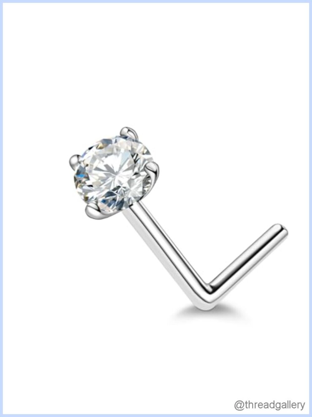 Moissanite L-Shape Nose Stud 925 Sterling Silver Hypoallergenic Piercing Jewelry
